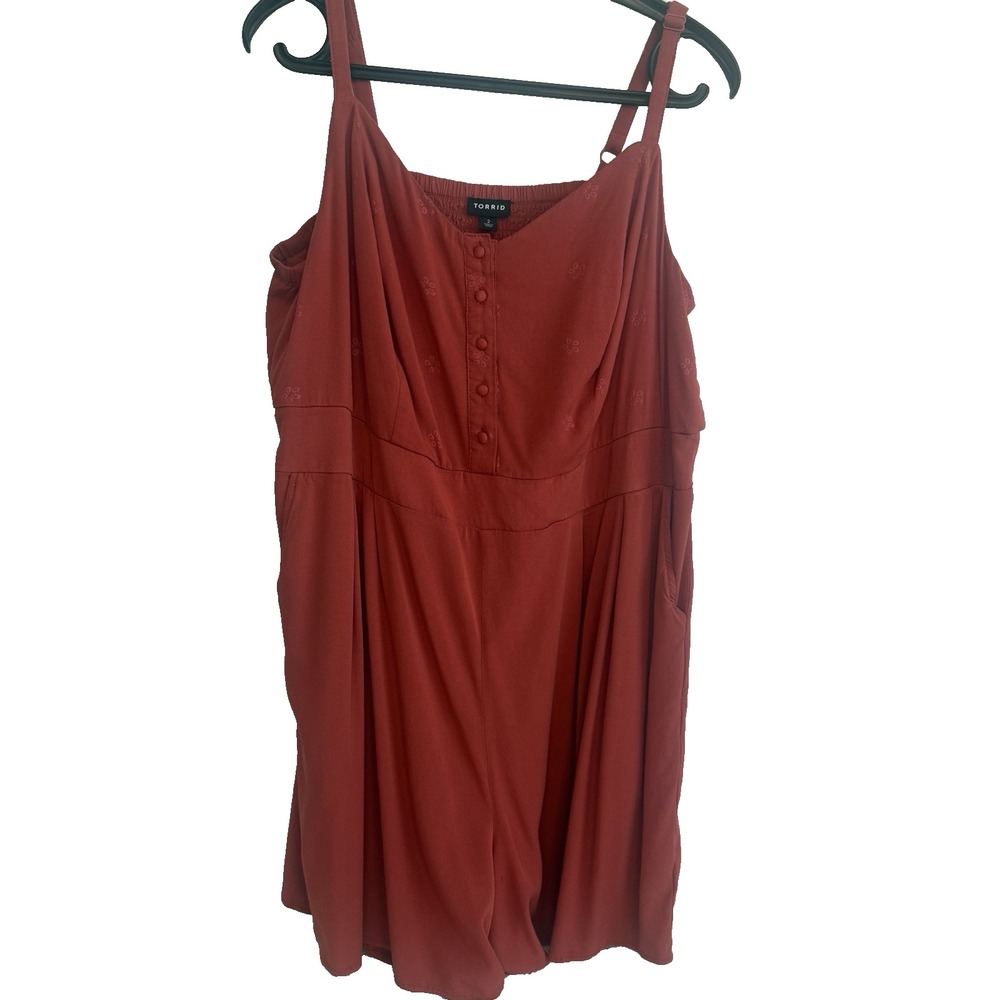 Torrid Womens Strappy Button Rumper 2X Embroidered Summer Resortwear Vacation